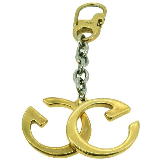 GUCCI key chain double-G Gold & Silver hardware Authentic - Picture 2 of 8